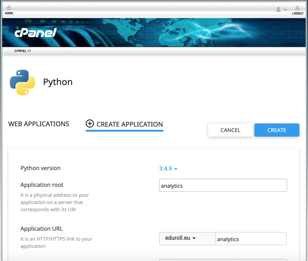 cPanel Python Create Application