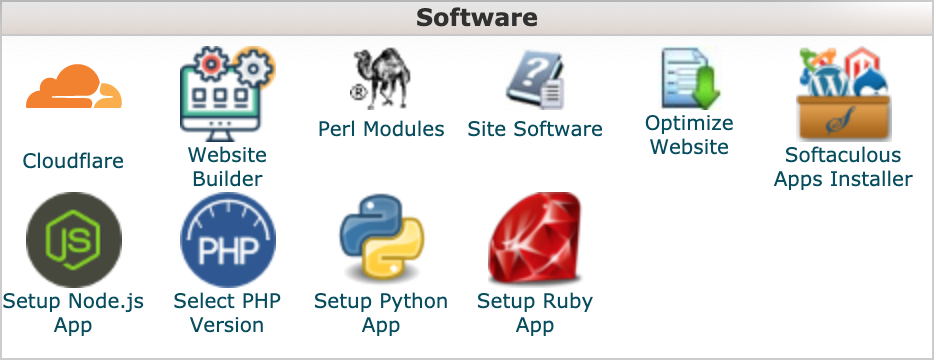 cPanel Software selection
