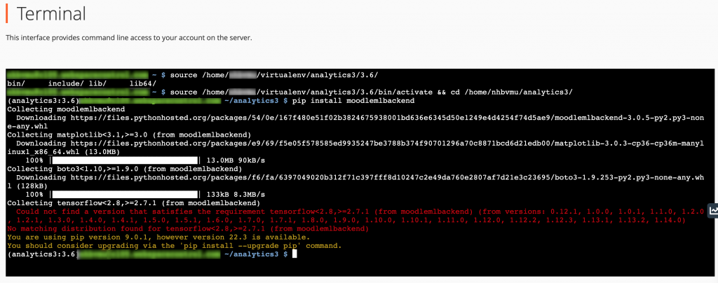 Failed setup of moodlemlbackend